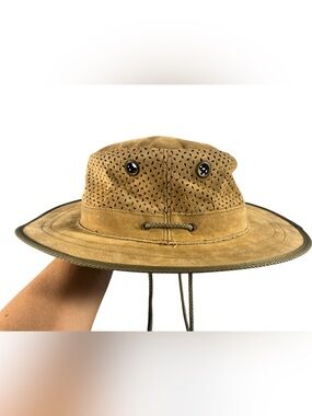 Vintage Style Kakadu Traders Suede Leather Mesh Sun Hat Unisex Outdoor Hat